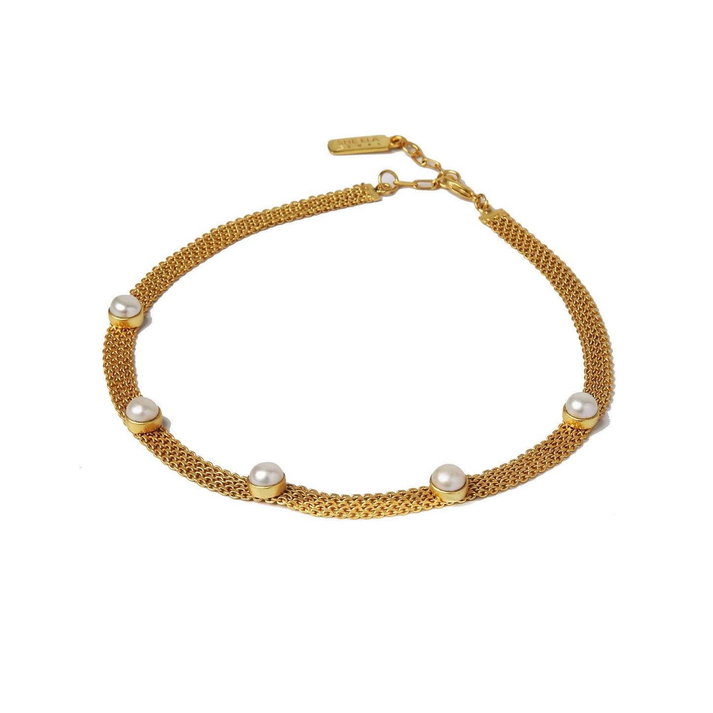 Flat Chain Pearl Choker