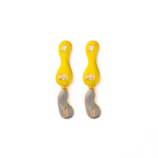 Yellow Grey Double Blob earrings