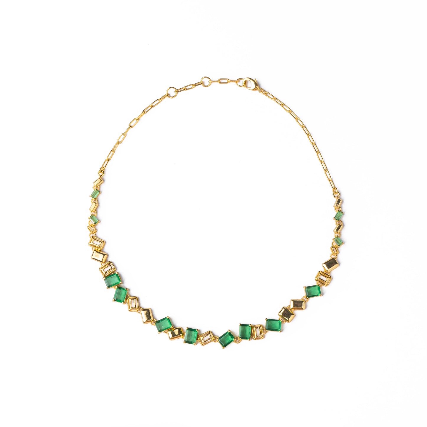 Emerald Brick Tennis Necklace