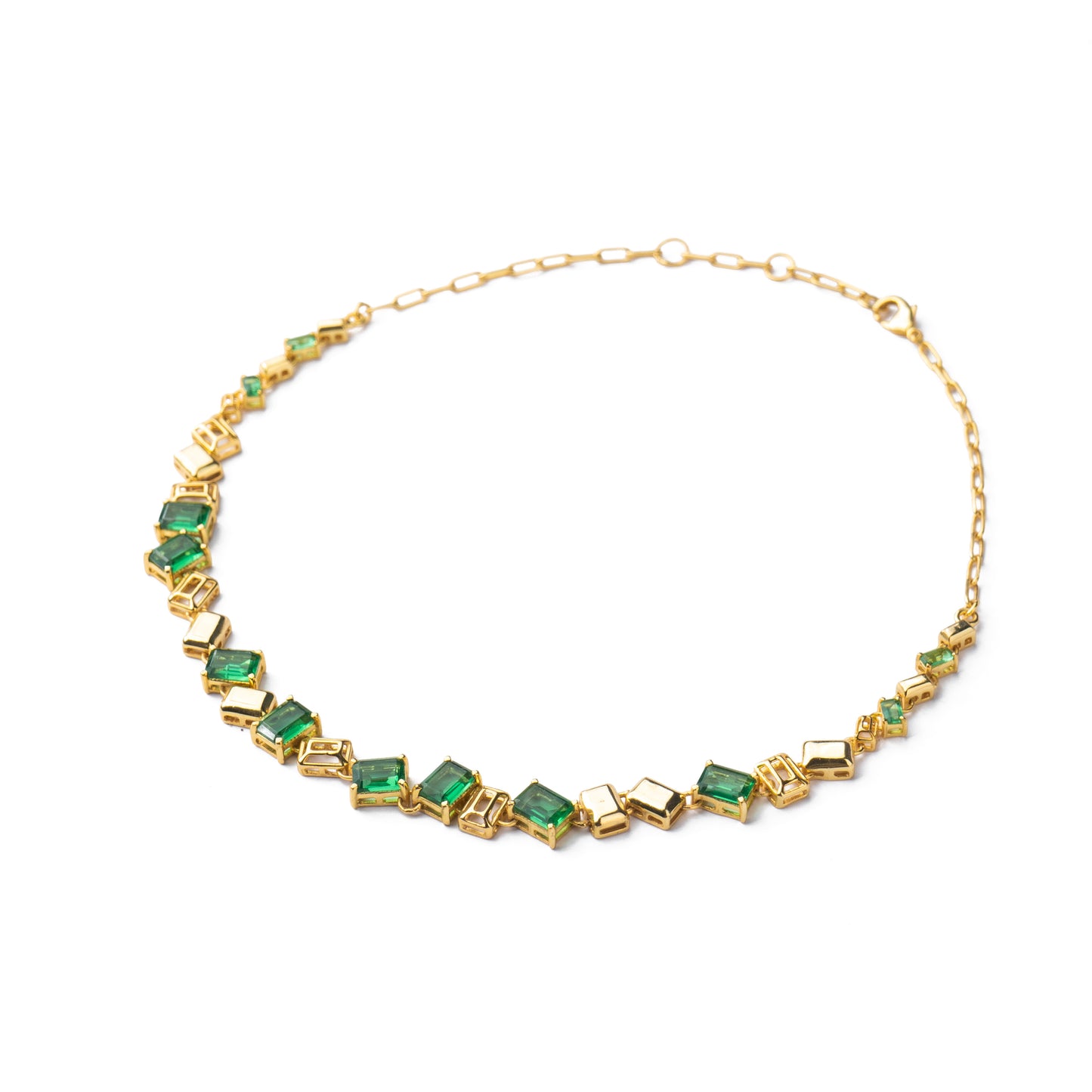 Emerald Brick Tennis Necklace