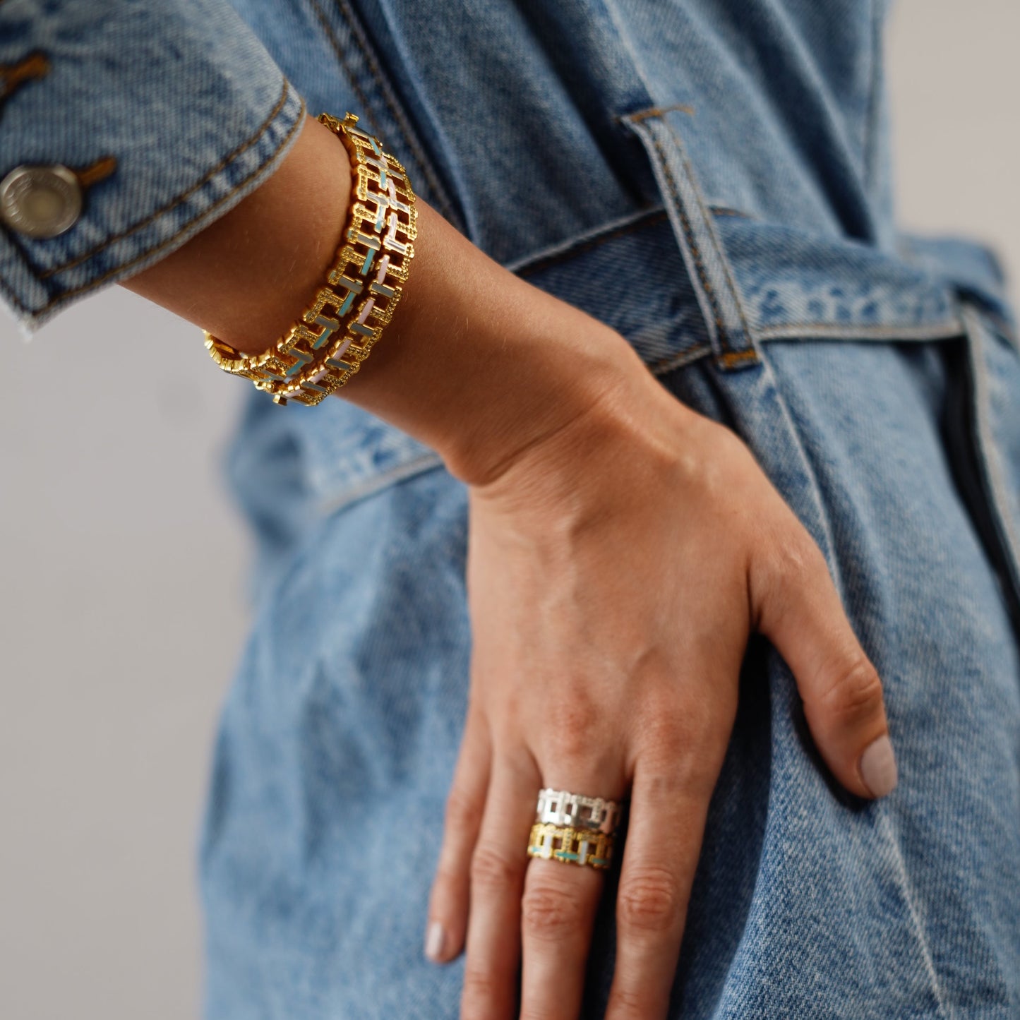 Blue Hashtag Bangle Bracelet