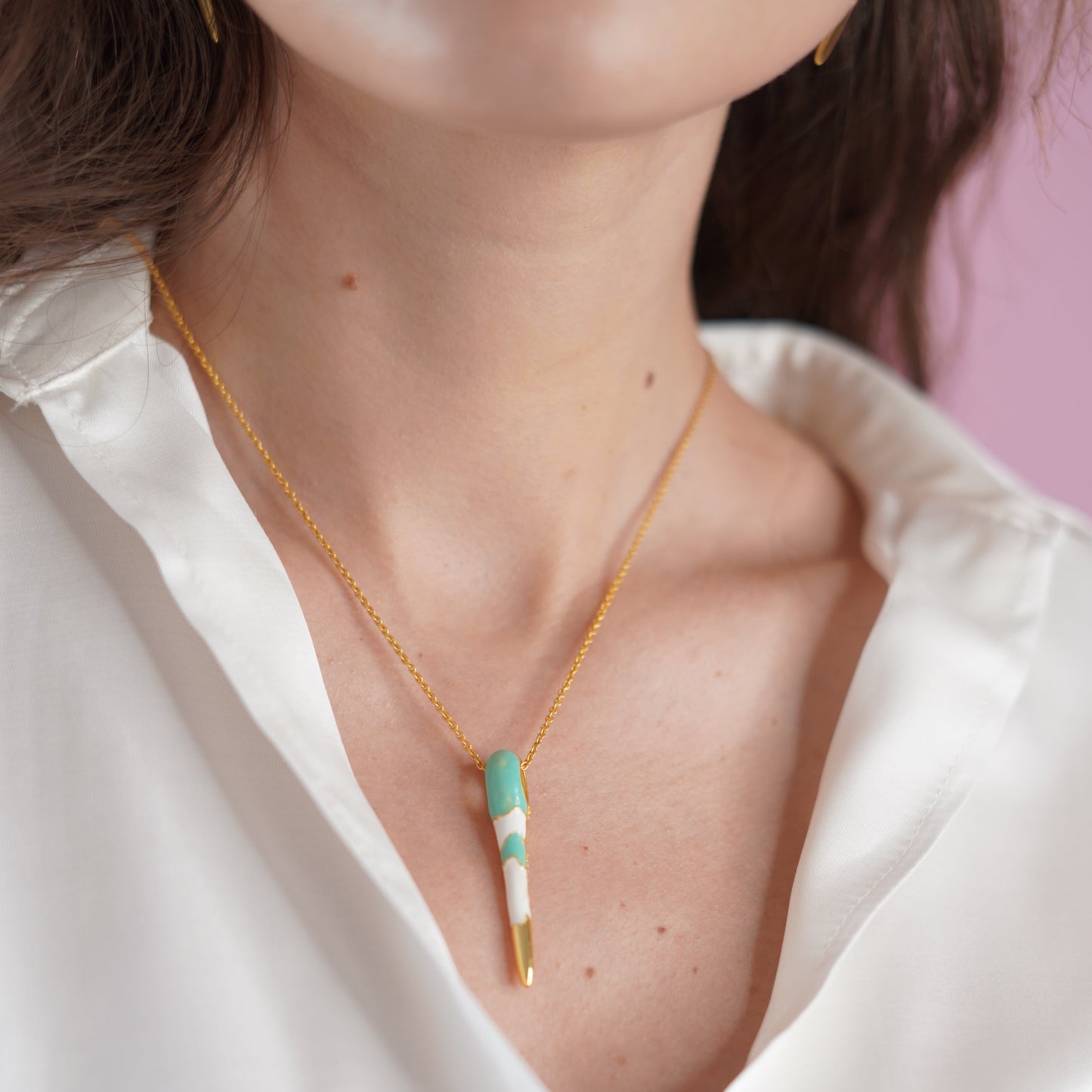 All in Enamel Spike Pendant - Green