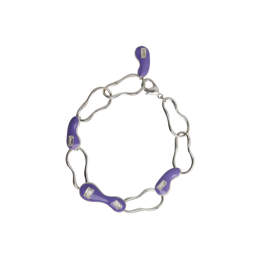 Purple blob silver link bracelet