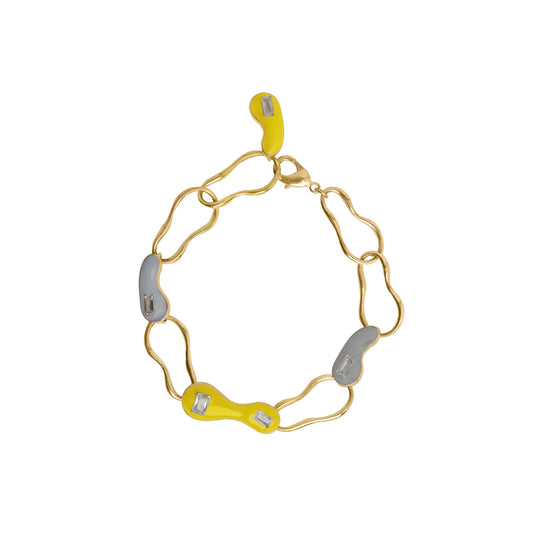Yellow Grey Blob link Bracelet