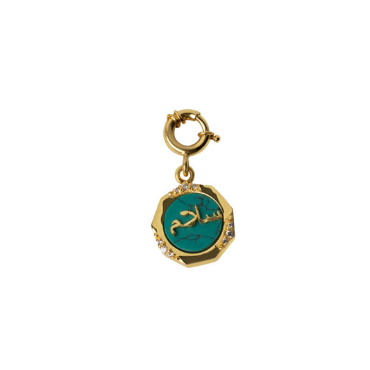 Peace Blue Turquoise Studded Charm