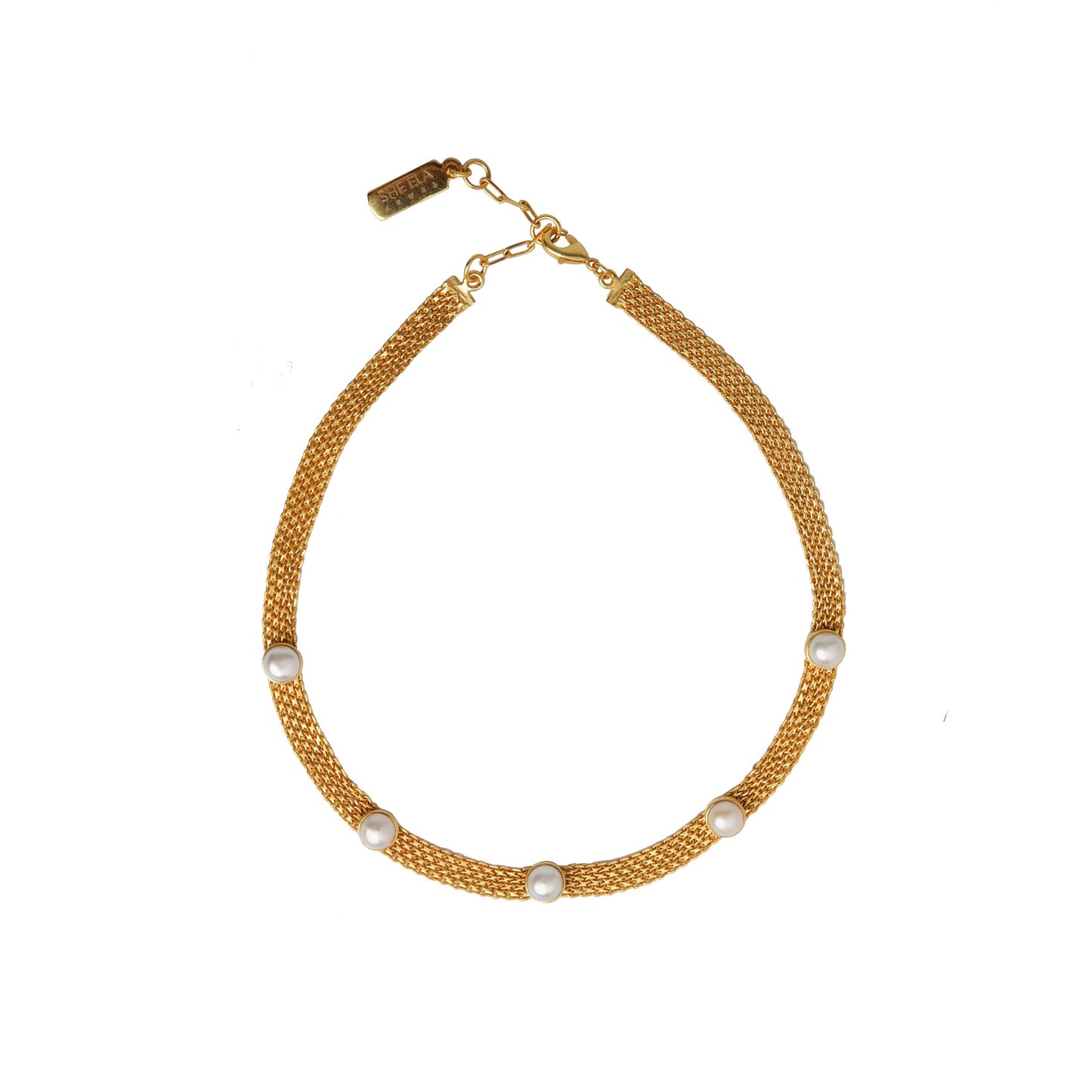 Flat Chain Pearl Choker